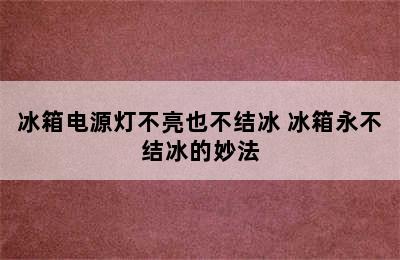 冰箱电源灯不亮也不结冰 冰箱永不结冰的妙法